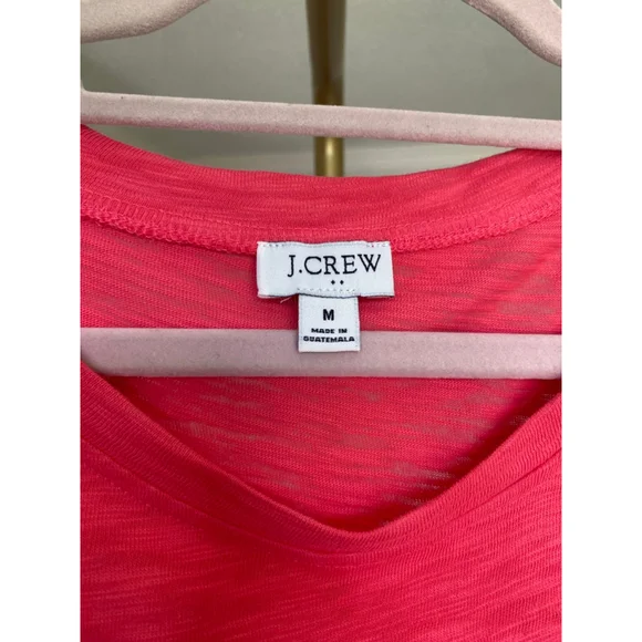 J.Crew Slub Cotton T-Shirt Dress Bright Pink Lounge Travel Resort Vaca Summer M - Picture 4 of 6